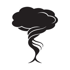 Tree Formed Into Tornado Shape Silhouette