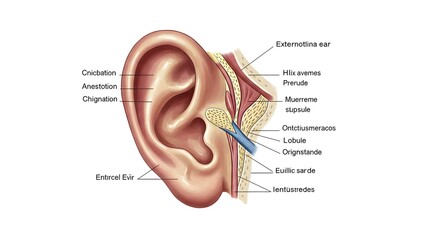 Human Ear Anatomy Diagram Detailed Illustration