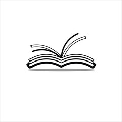 black and white gray open book icon
