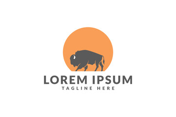 bison logo design. logo icon vector illustration silhouette