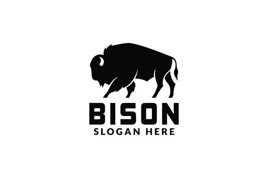 bison logo design. logo icon vector illustration silhouette