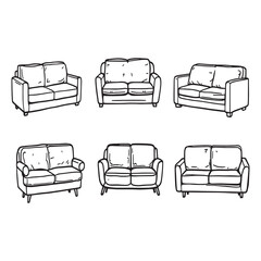 modern minimalist sofa line art vector illustration design