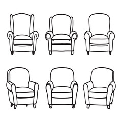 modern slipper chair minimalist line art vector illustration