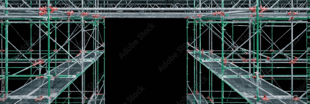 Aufkleber industrial scaffolding structure with clear central zone for construction projects and activities in