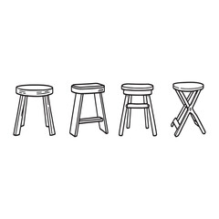 Modern stool outline drawing clean vector style for creative projects