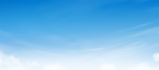 Sky blue background,Summer clear sky and cloud over beach,Vector cartoon horizon Spring nature landscape with bright sunny day,Nature background for screen wallpaper