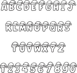 Santa Hat Christmas  typography font lettering ABC cartoon vector text