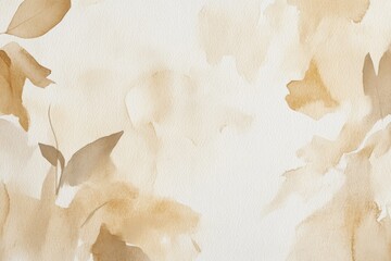 Watercolor painting of abstract brown and beige shapes on a white background