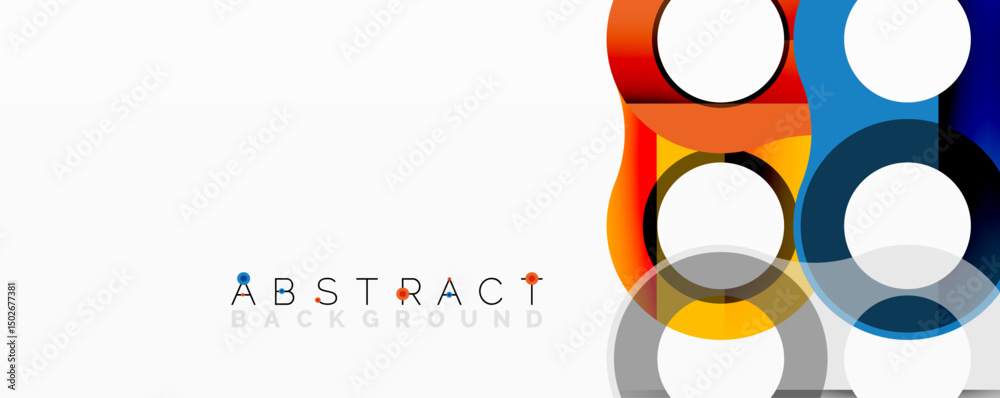 Poster Modern design features overlapping circles. Vibrant colors create dynamic visual effect. Clean aesthetic suits various applications.