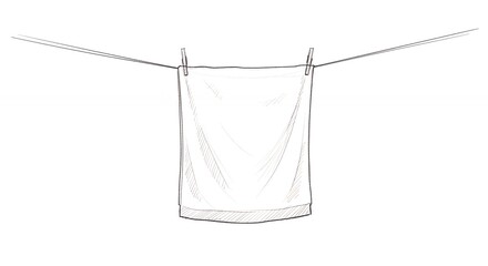 Fototapeta premium White cloth hanging on clothesline isolated on white background