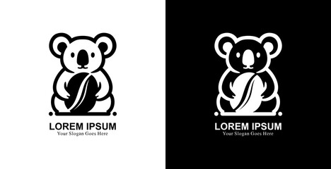 Logo design in the form of a koala holding a large coffee bean