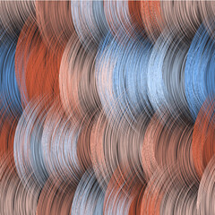 Seamless colorful  pattern with row of grunge striped  arc elements