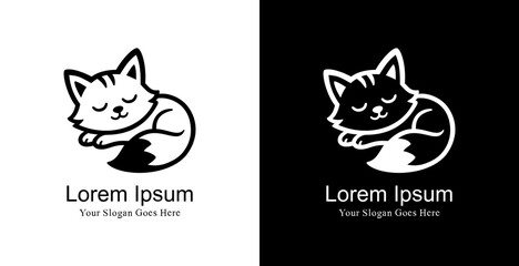 Modern style sleeping fox logo design