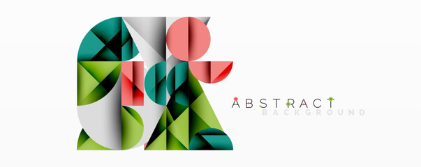 Modern geometric design. Overlapping triangles create vibrant, colorful composition. Minimalist style, clean lines, fresh look.