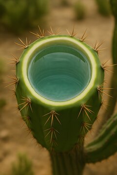 Cactus cut open with water inside 