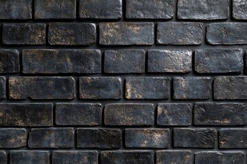 Obraz premium A close-up of a dark brick wall with a slightly worn and textured surface