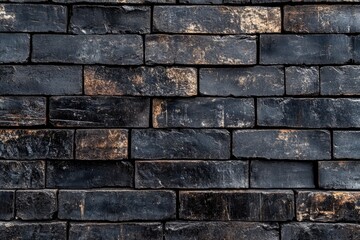 A close-up shot of a dark brick wall with a subtle pattern of light and dark colors