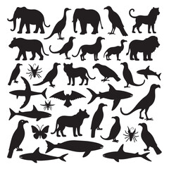 Animal Silhouette Vector Art, Icon illustration designs.