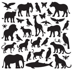 Animal Silhouette Vector Art, Icon illustration designs.