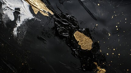 Abstract Black Gold White Acrylic Painting Texture