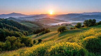 Fototapeta premium Scenic Mountain View at Sunrise