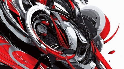 Abstract Red and Black Swirling Forms