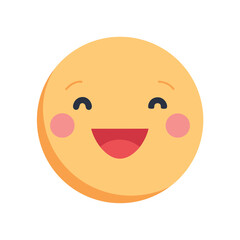 Happy smiling emoji vector illustration with rosy cheeks isolated on a white background