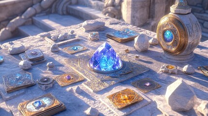 Mystic Gemstone Altar: Ancient Ritual and Arcane Power
