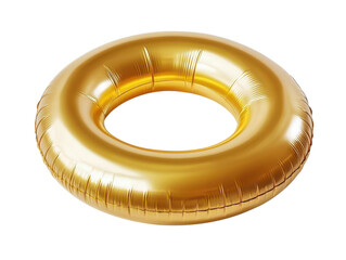 golden inflatable ring isolated on white background