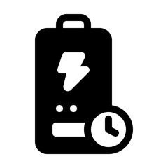 Charging Time Glyph Icon. Single icon, glyph vector icon