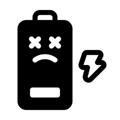 Dead Battery Glyph Icon. Single icon, glyph vector icon