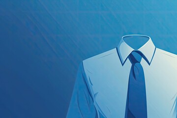 A white dress shirt with a blue tie, against a blue background with a subtle textured pattern