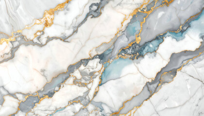Elegant marble texture with golden veins and soft blue accents.