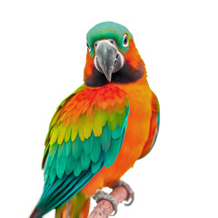 Fototapeta premium Brightly feathered blue and yellow macaws are colorful tropical birds