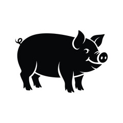 Smiling Pig Silhouette vector Art & Illustration