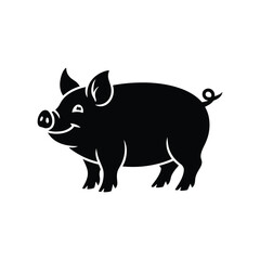 Smiling Pig Silhouette vector Art & Illustration