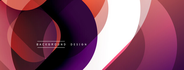 Fototapeta premium Abstract circles overlap, creating vibrant gradients. Pink, purple, orange hues dominate design. Modern background texture.