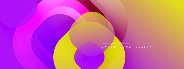 Abstract vibrant layers blend. Purple, yellow, orange hues create dynamic flow. Modern design element for backgrounds.