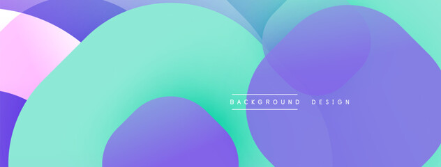 Abstract background features overlapping circles. Colors include purple, turquoise, pink gradients. Modern design element for projects.