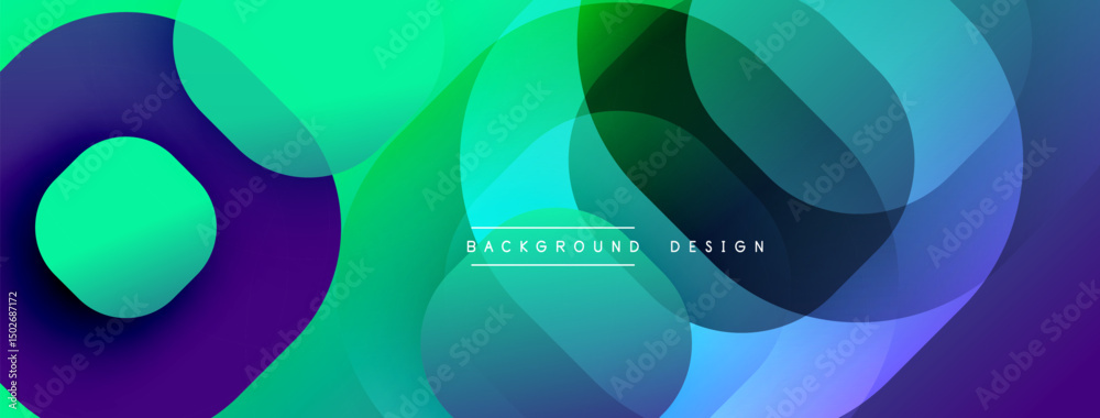 Aufkleber Abstract fluid shapes, vibrant colors blend. Modern design, dynamic composition, smooth gradients create visual interest. Background elements suggest movement.
