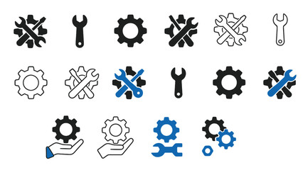 Tools and Services Icons Set | Vector Illustration of Repair, Maintenance, Technical Support Symbols