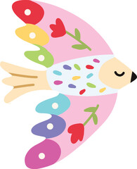 Pink and Floral Bird Illustration