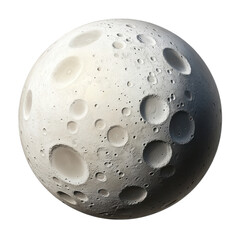 full moon with craters on transparent background