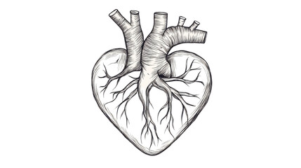 anatomical heart vector illustration on transparent background