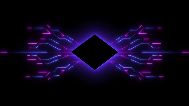 Advanced Futuristic CPU chip set and electric circuit with data transfer moving on dark background Neon glowing futuristic cyberspace technology background template.