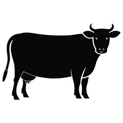   cow silhouette vector illustration art black and white
