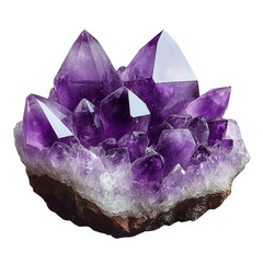 amethyst crystal cluster isolated on transparent background