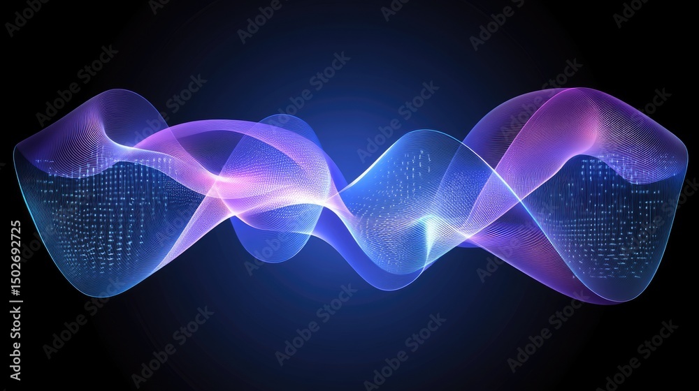 Poster abstract glowing wave with embedded data visualization