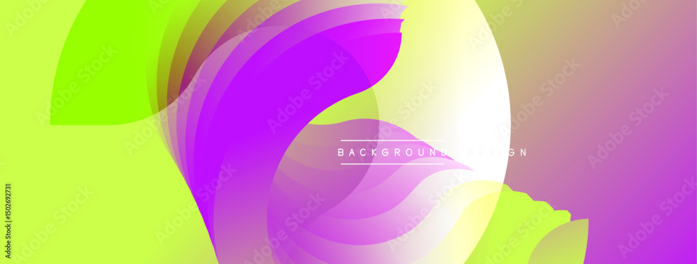 Poster Abstract fluid shapes, vibrant colors blend. Modern design, dynamic composition, gradients create visual interest. Background element for projects.