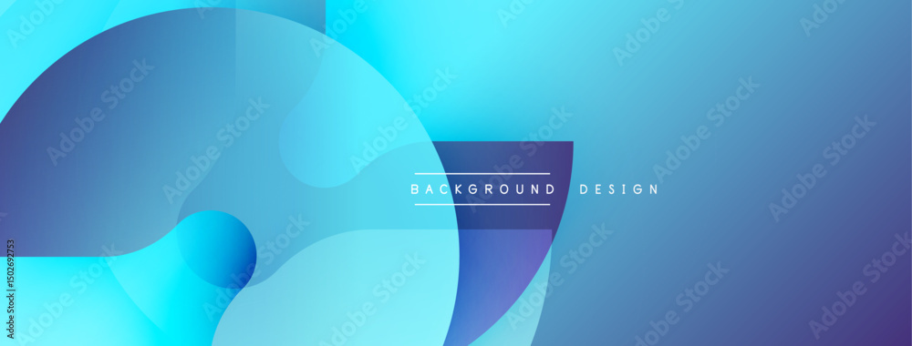 Fototapete Abstract blue layers create dynamic composition. Gradient shades suggest depth, modern aesthetic. Text reads background design.